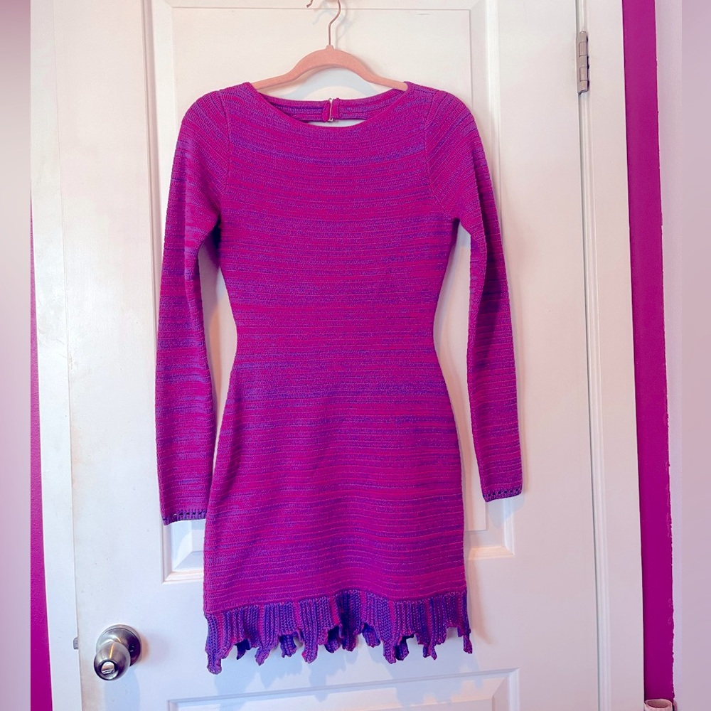 Magenta Purple Woven TORN by Ronny Kobo - Erin Dress - Large NWT - Picture 3 of 13